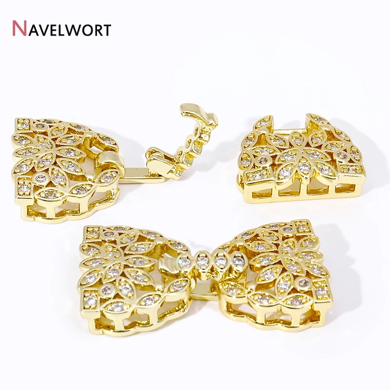 18K Gold Plated Jewelry Connector,Clasps For Bracelet,Inlaid Zircon Connector Fasteners Closure Lock Clasps,Supplies For Jewelry