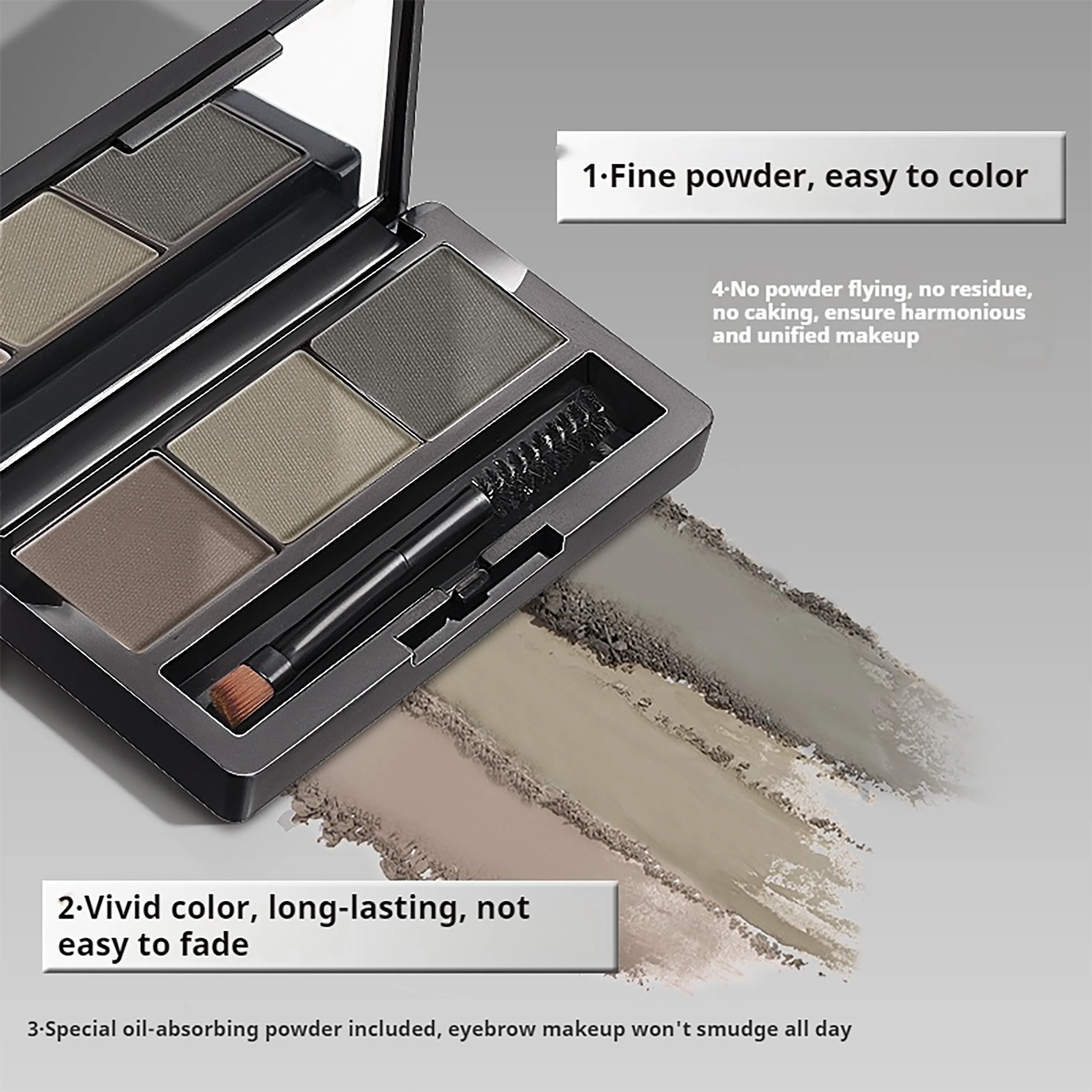 NOVO Polvere per sopracciglia tricolore impermeabile e resistente al sudore per l'uso quotidiano, riunioni e celebrazioni di Capodanno.