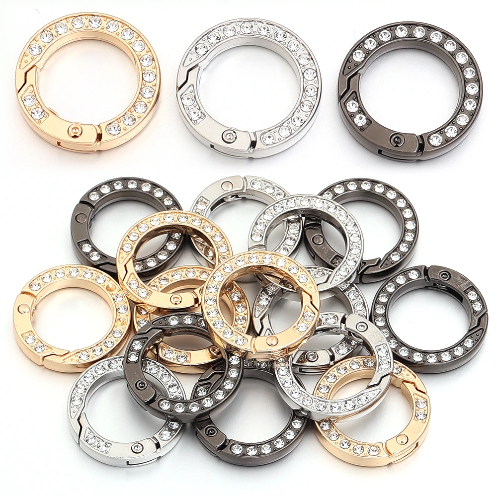 5 Stück/Set Strass-Federhaken O-Ringe Runde Haken Karabiner für DIY Schlüsselanhänger Handtasche Geldbörse Auto-Schlüsselanhänger Schmuckherstellung – Detail 5