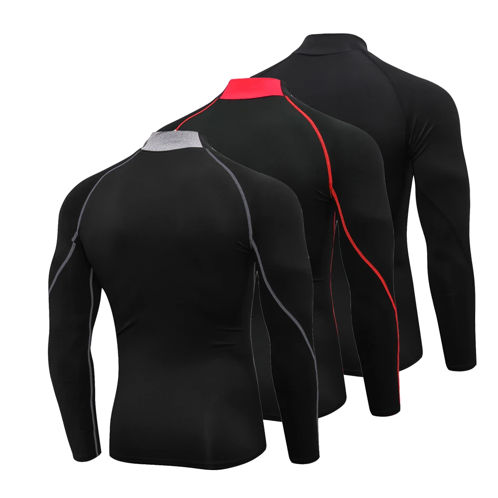 Long Sleeve Compression Shirt Men Turtleneck Workout Undershirts for Men Gym Basketball Running Tights Athletic Base Layer Tops