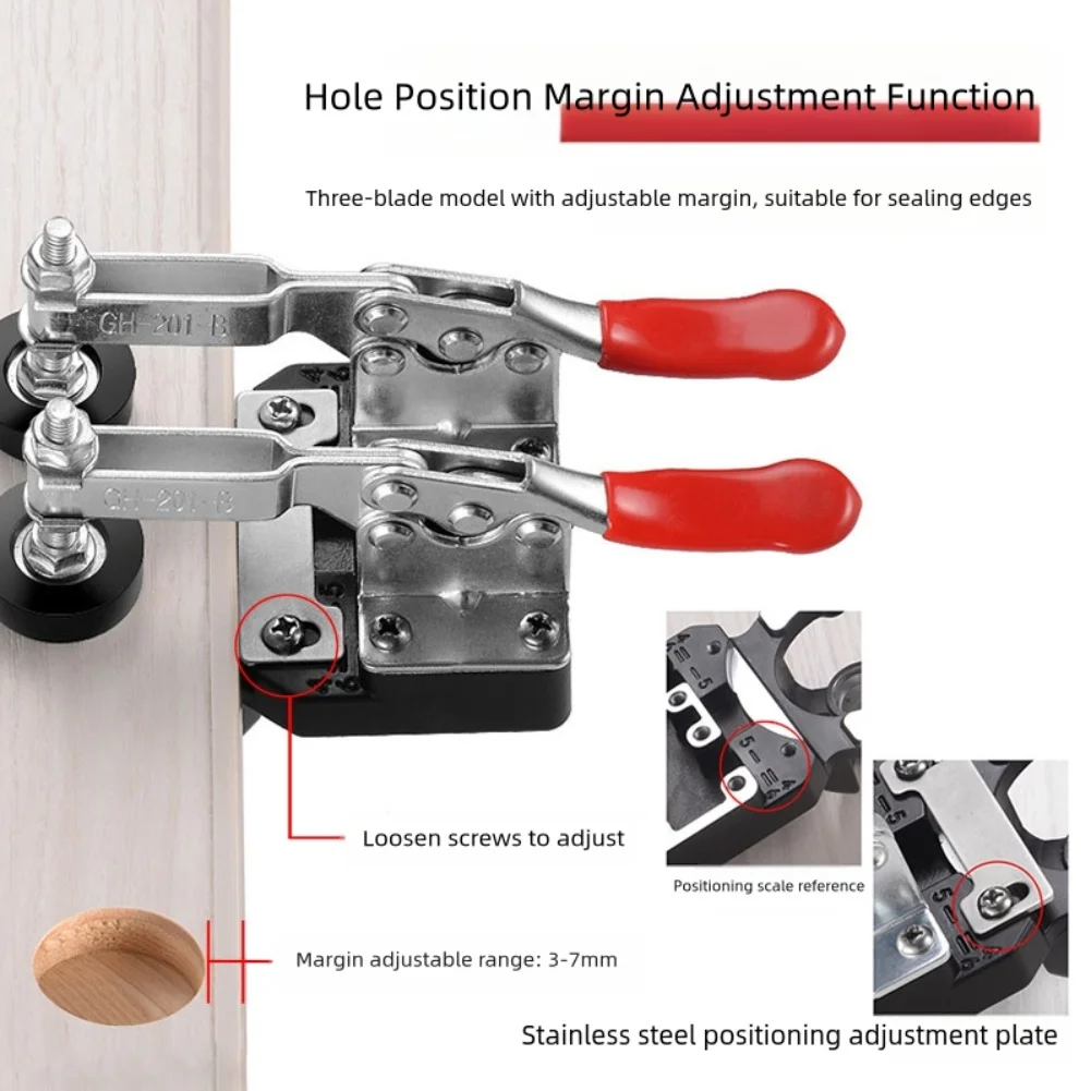 35 مللي متر خزانة مخفية الباب المفصلي تصاعد تهزهز ثقب الحفر دليل محدد مع تركيبات النجارة ثقب فتاحة أدوات كابينة الباب #1