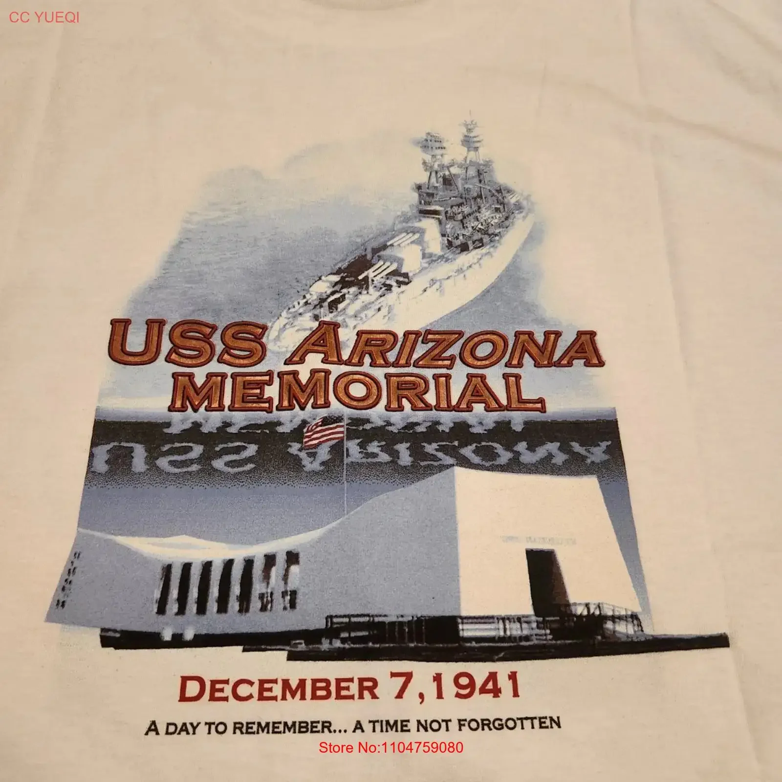 Vintage USS Arizona Memorial T Shirt Size XL Pearl Harbor Hawaii VTG 90s New vintage Washed homme Stretched graphic Breathable