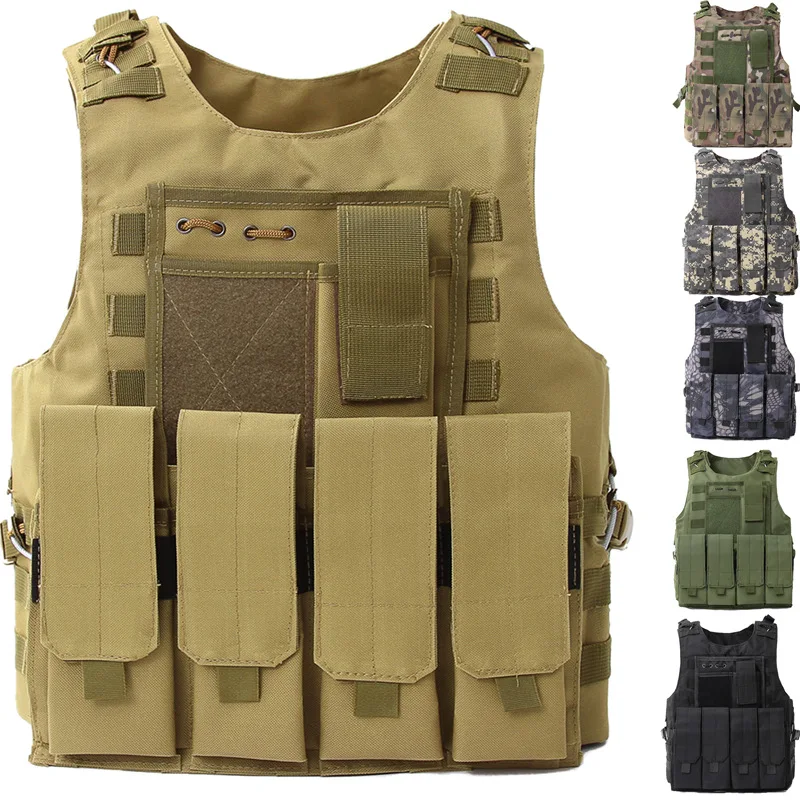 

2023 Men's Tactical Vest Camouflage Multi-Functional Stab-Resistant Steel Wire Quick Release Amphibious Bullet-Proof Vest