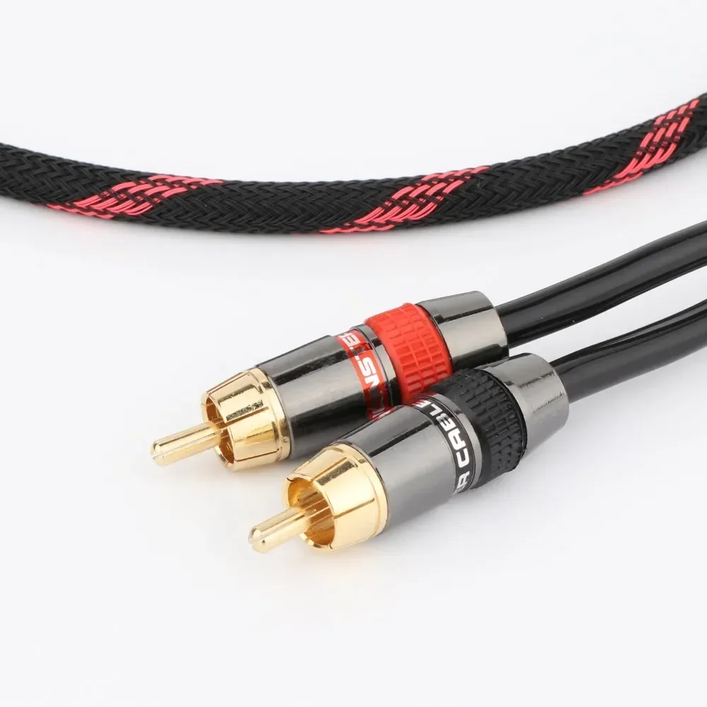 Preffair HIFI Pure Copper Single RCA to Dual RCA Subwoofer audio cable One Sub-2 Splitter Y RCA Cable