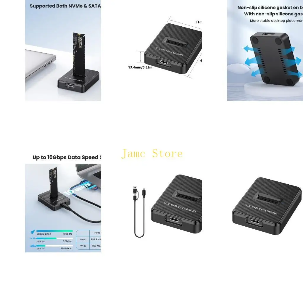 

LX0B Universal M.2 To USB C Adapter with Double NVMe Support 2TB Capacity