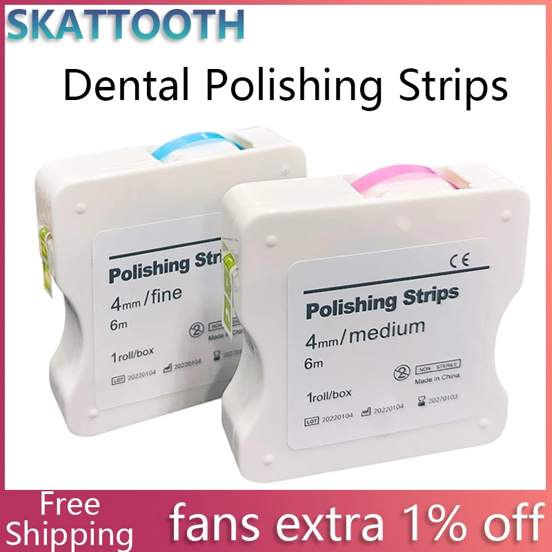 

2Roll/Box Dental Polishing Strips 4mm*6m Tooth Interdental Resin Surface Sanding Teeth Whitening Grinding Dentist Material