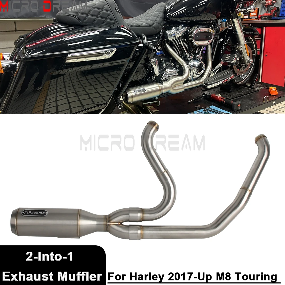 

Motorcycle 2 Into 1 Exhaust Pipes Muffler System Silencer Tube For Harley Touring Street Glide FLHXS FLHXST EFI FLHX CVO FLHXSE
