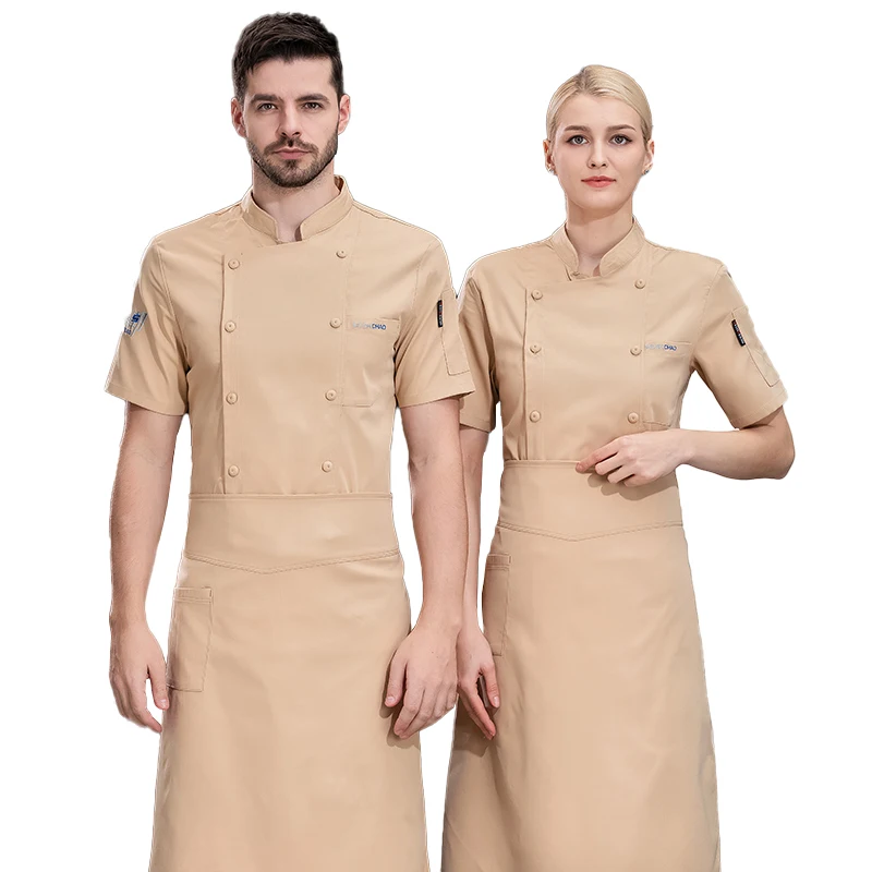 Hotel Chef Clothes Short Sleeve Catering Cuisine Overalls Western Restaurant Head Chef Cooking Jacket Summer Kitchen Shirt