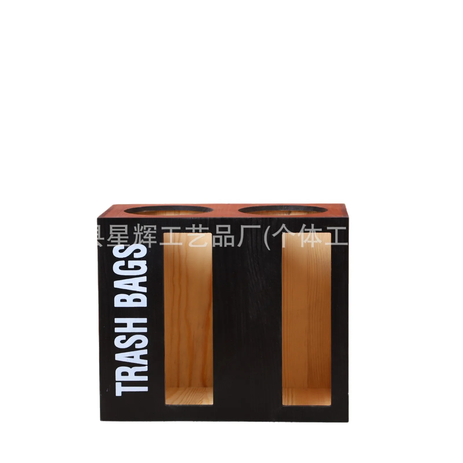 wall mounted double-layer cling film storage box kitchen shopping bag sorting bin Bamboo and wood garbage bag storage boxes