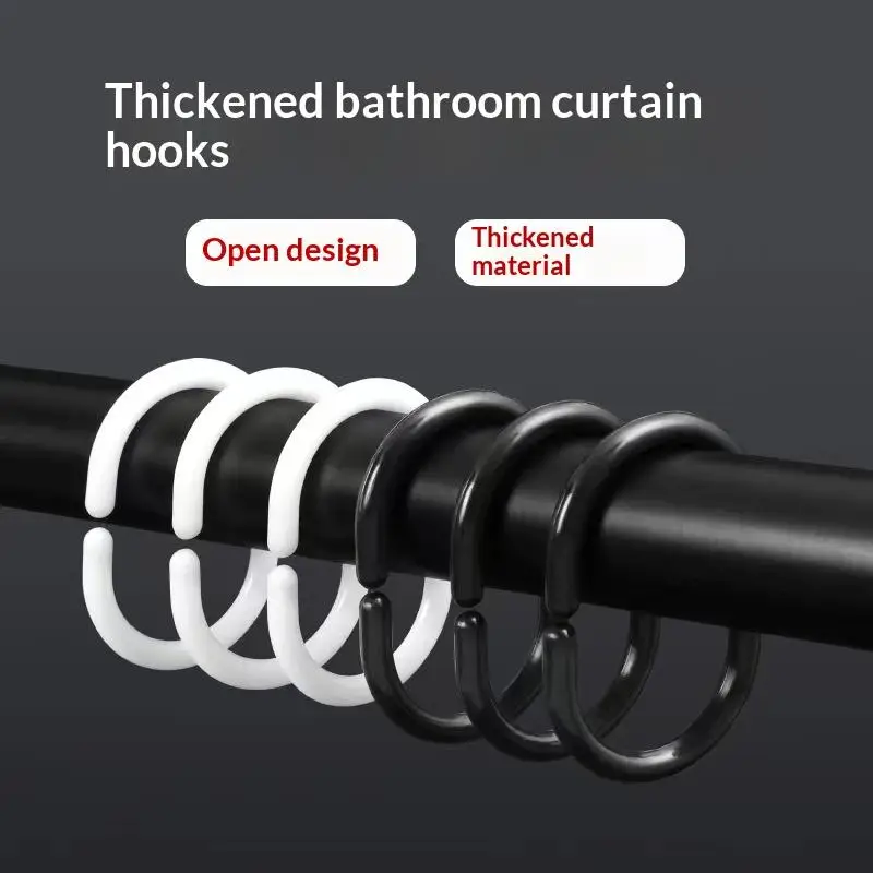12PCS Plastic C Type Shower Curtain Rings Plastic Hook Hanger Replacement Bathroom Curtain Hanging Universal Accessories