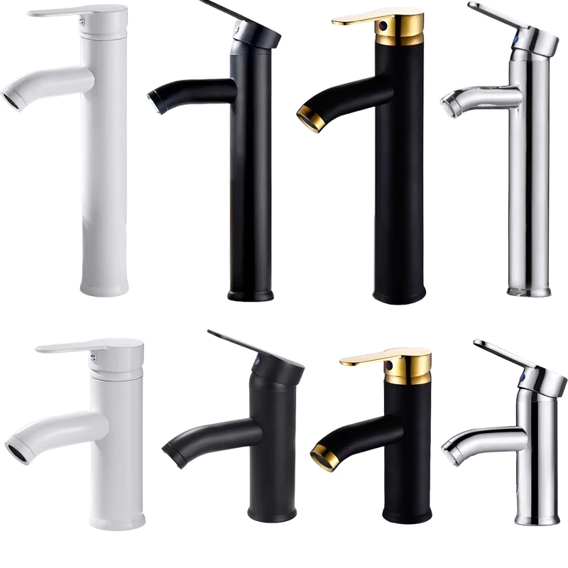 Bathroom Faucet Hot and Cold Water Basin Faucet for Kitchen Sink Stainless Steel Tap for Bathroom Accessories Tall and Short