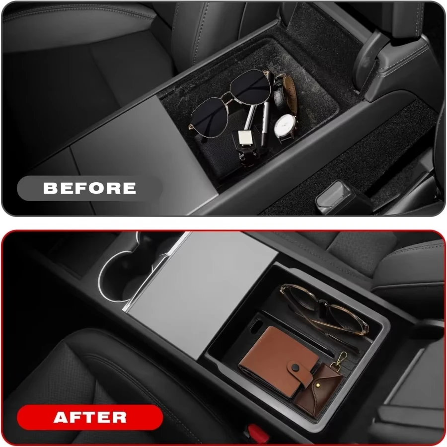 For Tesla Model Y Juniper 2025 & Model 3 Highland 2024 2025 ABS Center Console Organizer Tray Armrest Storage Box Accessories image 5