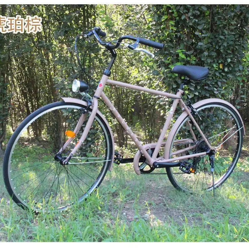 Simple 700CC urban commuter recreational bicycle men's retro road bike rear 7-speed light grocery shopping cart