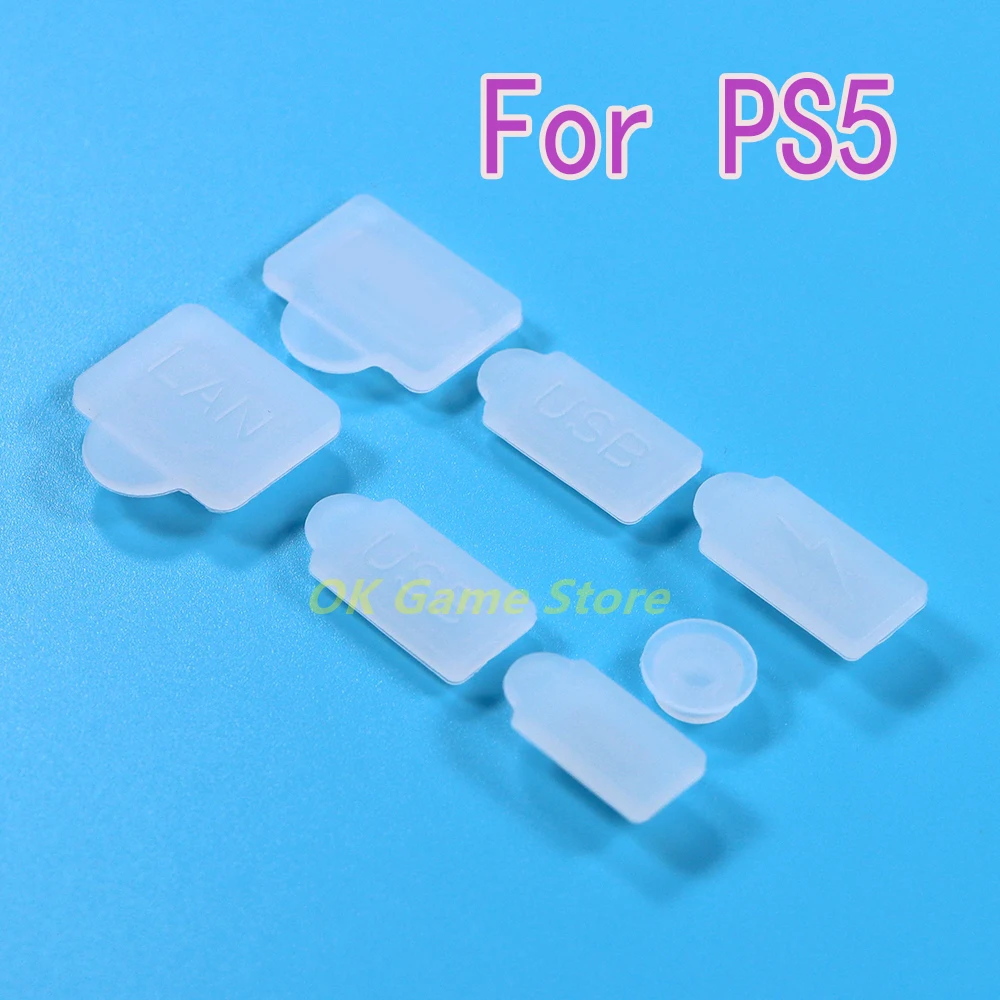 1set 7 in 1 Silicone Dust Plug Set USB HDMI-compatible Interface Anti-dust Cover Dustproof Plug for PS5 Game Console Accessories