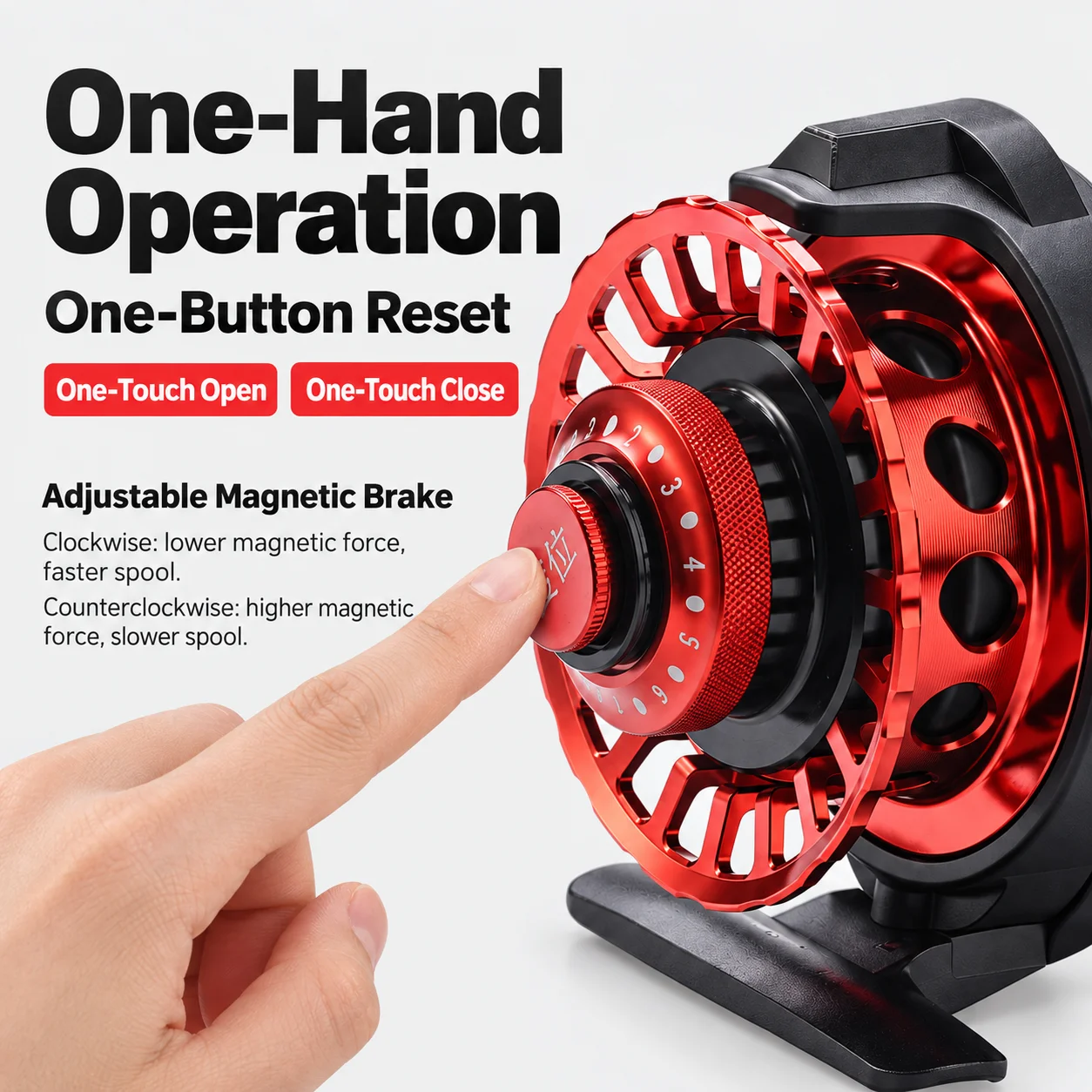 Magnetic Slow Fall Raft Fishing Reel 4.3:1 8+1BB 228g CNC Metal Spool Quick Reset Micro Lead Ice Bridge Front Strike Tackle