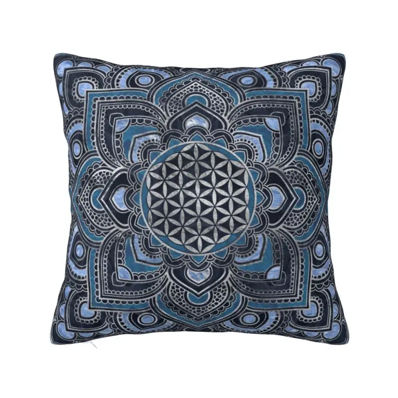 Custom Flower Of Life In Lotus Mandala Cushion Covers Zen Yoga Meditation Velvet Nordic Pillow Cases for Sofa Home Decor