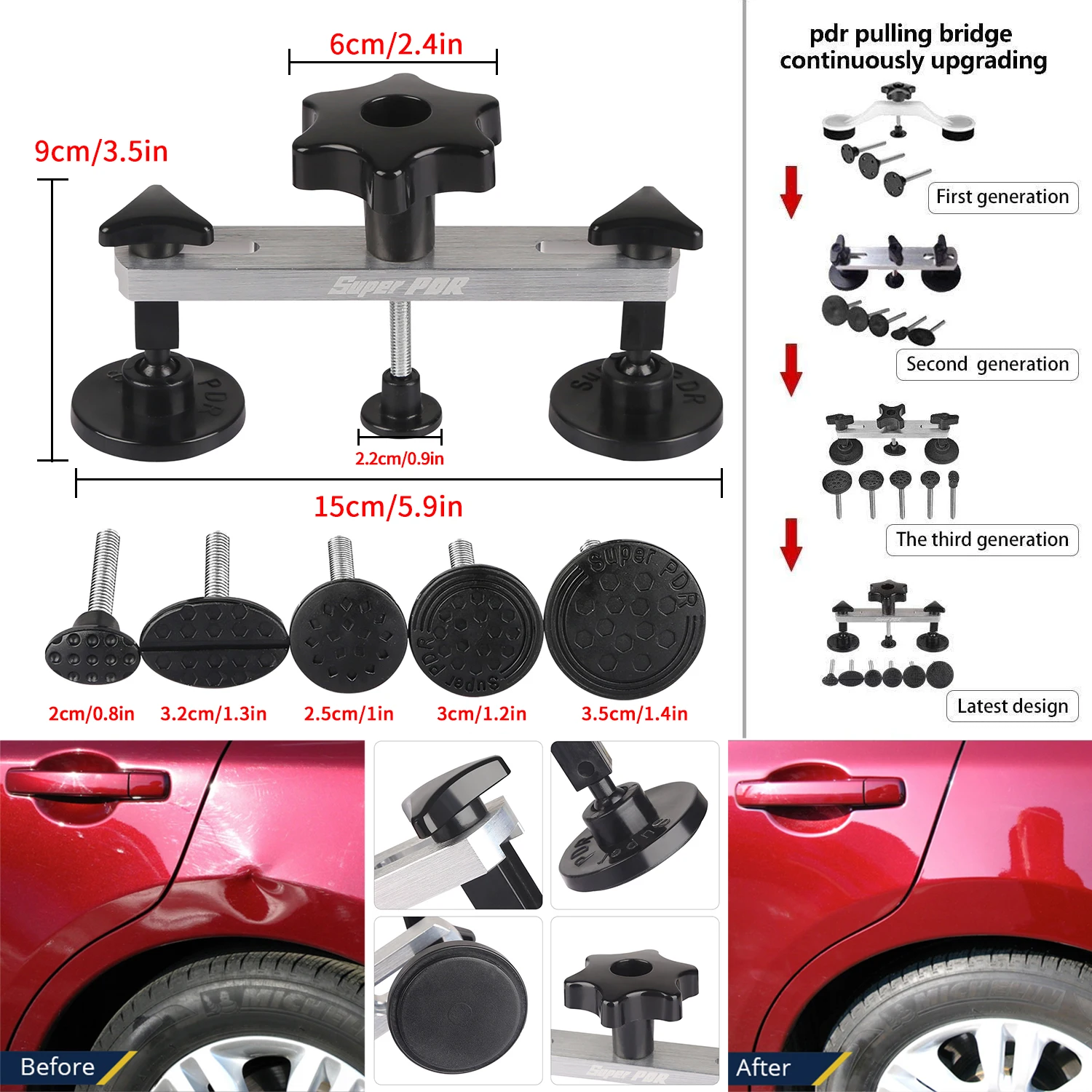 PDR Auto Paintless Dent Repair Tools Kit Dent Removal Karosserie Reparatur Kit Entfernung Dent Puller Tool Kit Auto Werkzeuge für Auto Reparatur – Detail 6