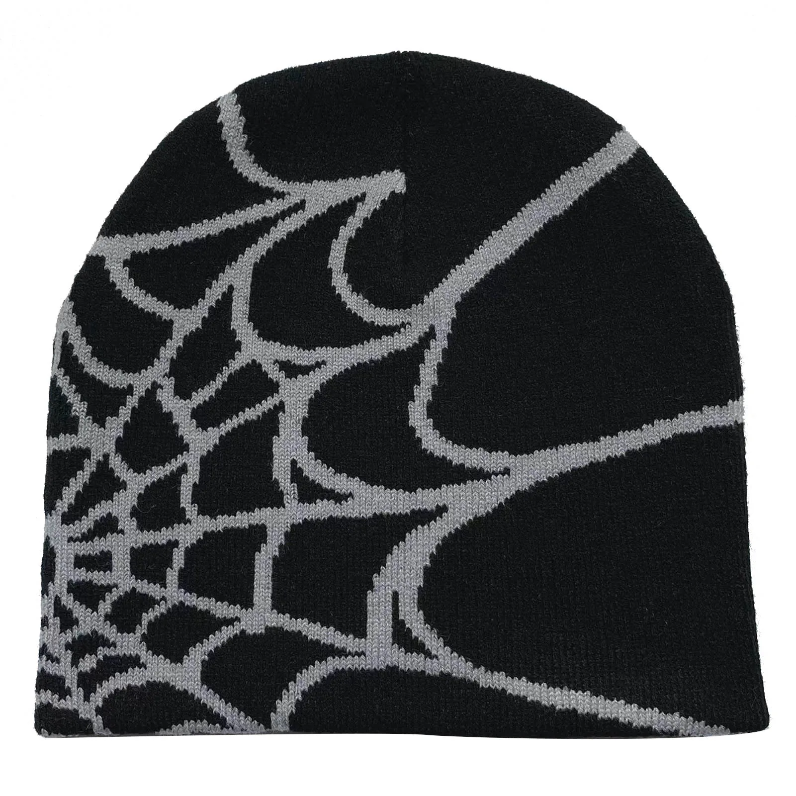 Trendy Daily Beanie Hat Spider Web Printed Running Skull Cap Helmet Liner Sleep Caps Rock Punk Ski Hat Skull Cap