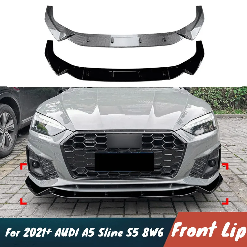 For 2021+ AUDI A5 Sline S5 8W6 3pcs/Set Car Front Bumper Lip Chin Spoiler Body Kit Protector Guard Exterior Accessories