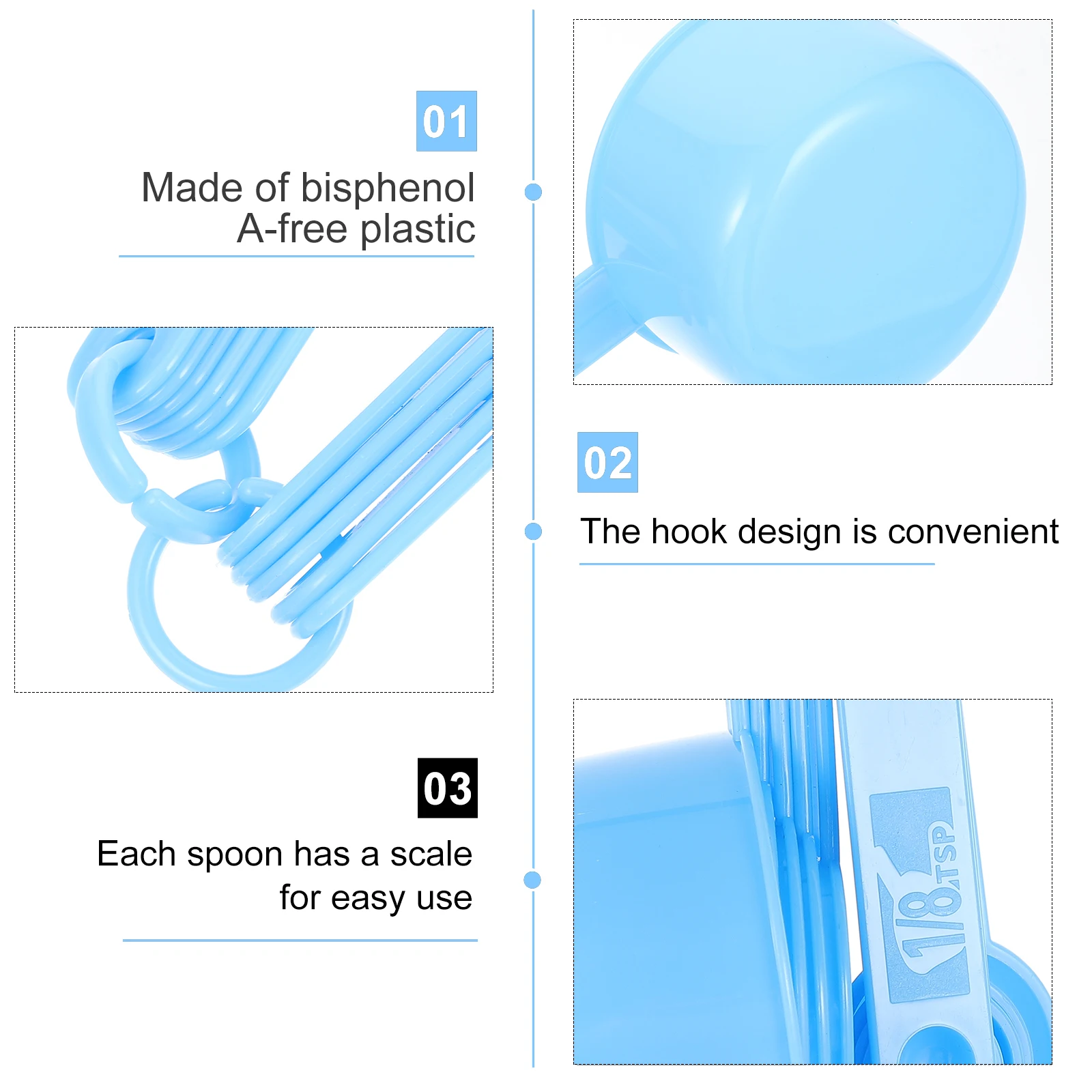 

1 Plastic Spoons Kitchen Baking Tool Set Easy Clean Graduated Scale Home Use Practical Spoons Set Baking Spoon Tool