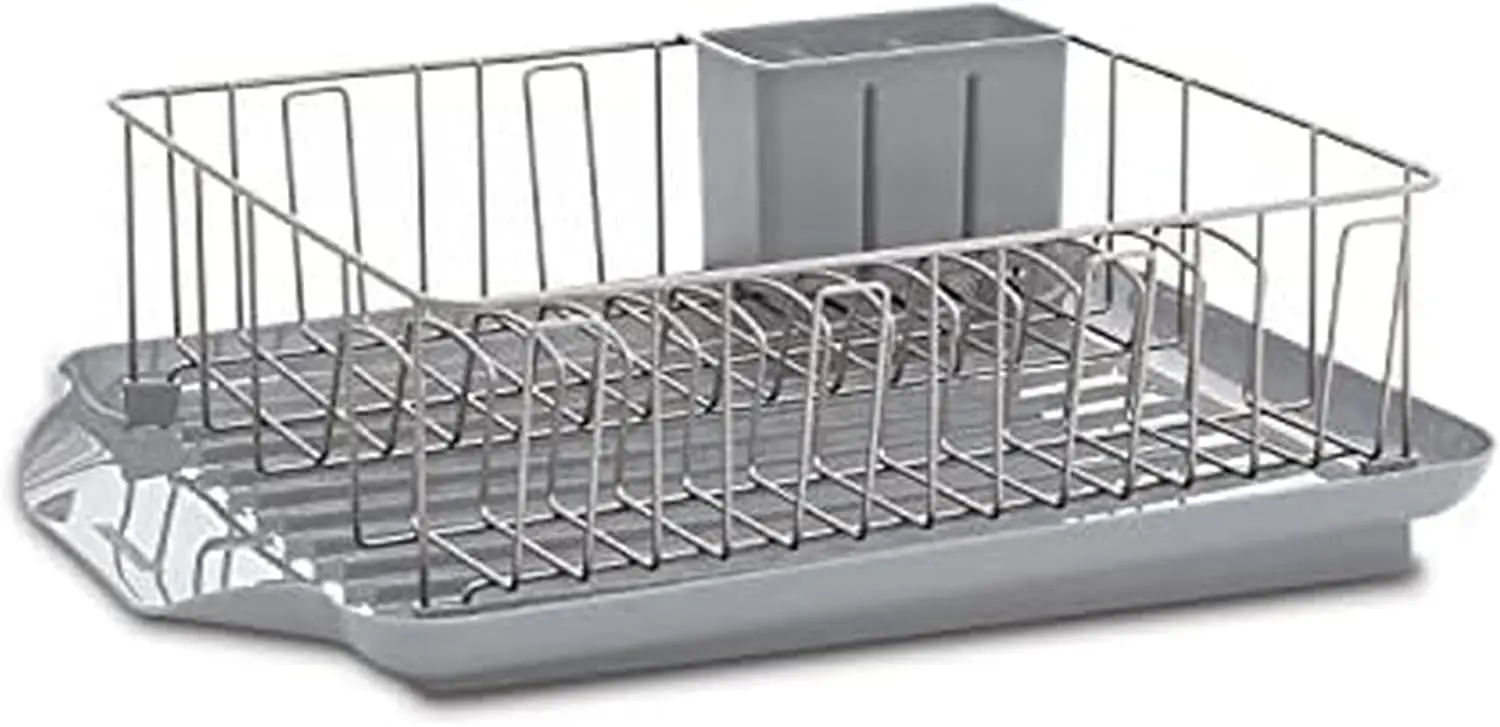 

3-Piece Large Capacity Dish Drying Rack Set with Drainboard and Utensil Holder, Rust-Resistant Kitchen Counter Dish Drainer