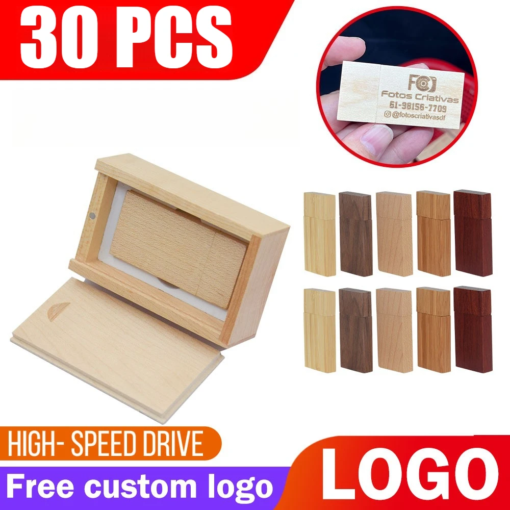 

30Pcs/lot USB 2.0 wooden engraved pen drive 64gb Free Customized Logo flash Drive 32gb 16gb 8gb 4gb photography memory stick