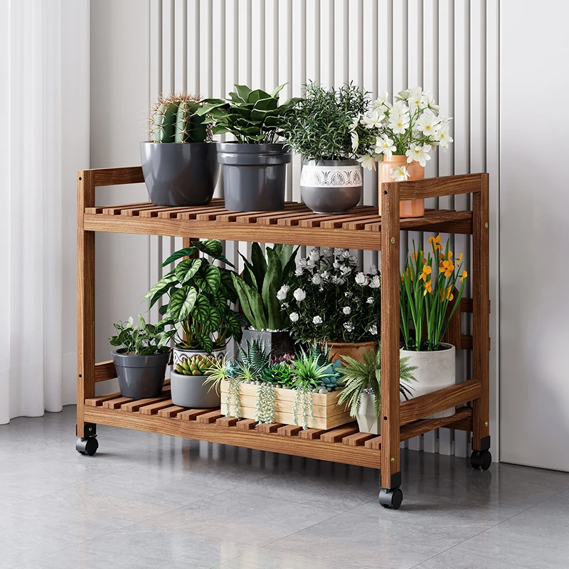 

Floor-to-ceiling modern simple multi-layer living room Potted green dill succulent indoor flower pot shelf Solid wood