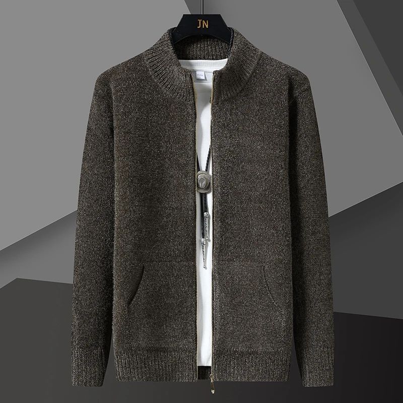 

Man's Sweater Autumn Winter Thick Zipper Casual Coats Male Cardigan Long Sleeve Solid color Sweater Jacket Knit Tops