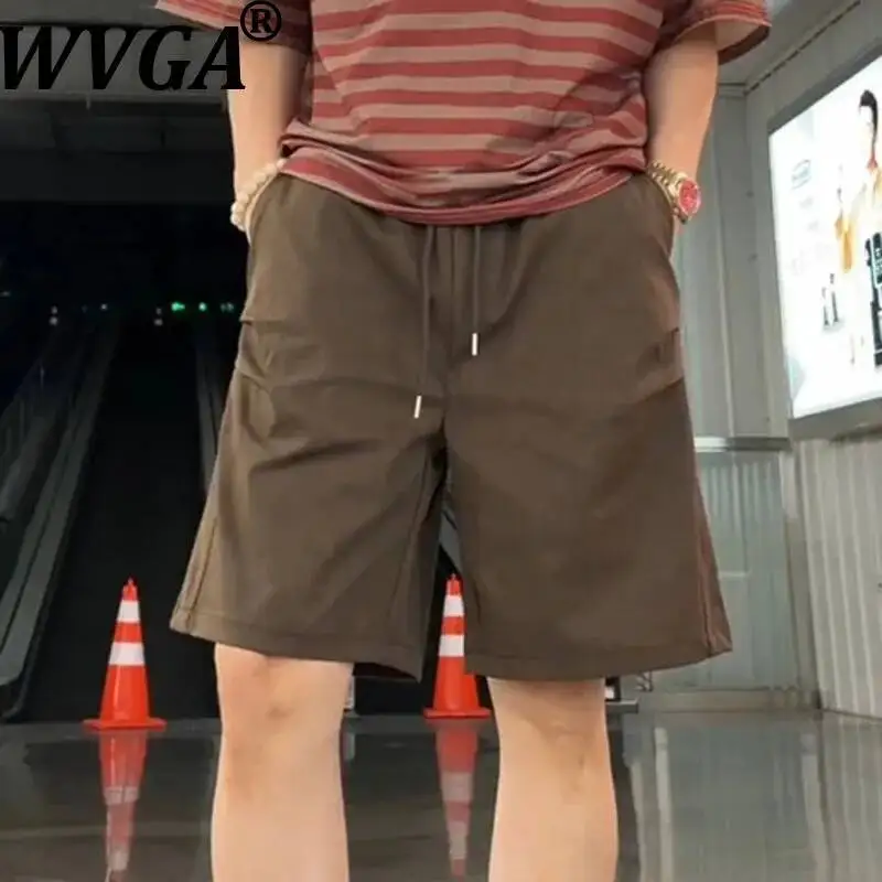 WVGA Summer New Men's Streetwear Lightweight Breathable Trendy Shorts Niche Chic Casual Straight Knee Lengh Trousers Ins W24525