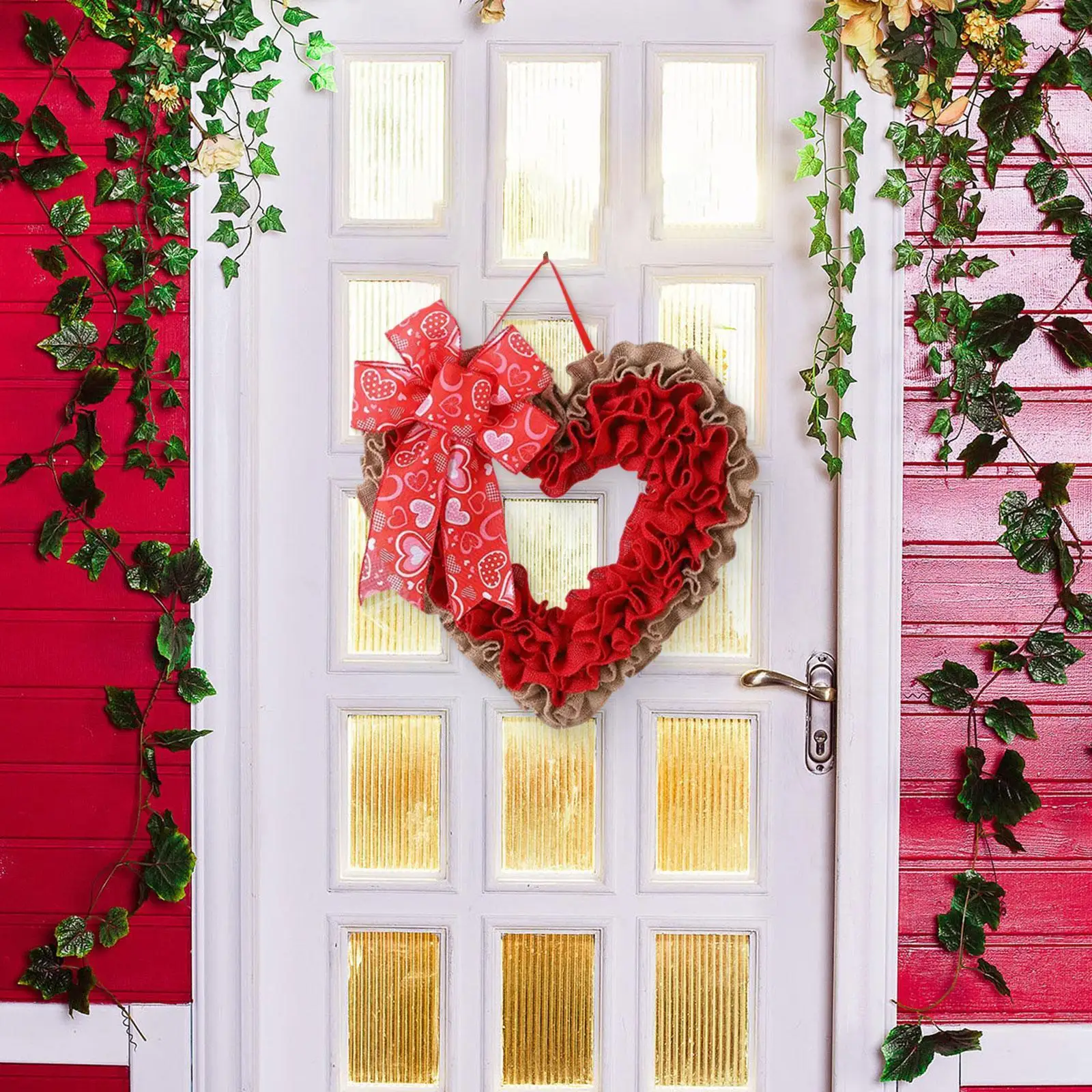 

Heart Wreath Hanging Valentines Day Decor for Window Festival Indoor Outdoor