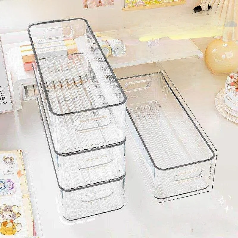 

Acrylic Cosmetic Snack Transparent Storage Basket Dormitory Organizer Desktop Small Items Storage Box Bedroom Personal Care