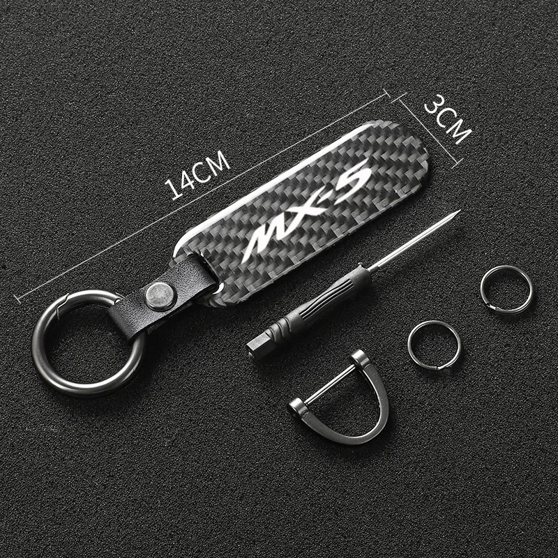 1PCS Carbon Fiber Car Keychain Key Chain Cool Pendant Keyring For Mazda 2 3 5 6 CX3 CX5 CX7 CX9 MX5 NB NC ND 199 Car Accessories