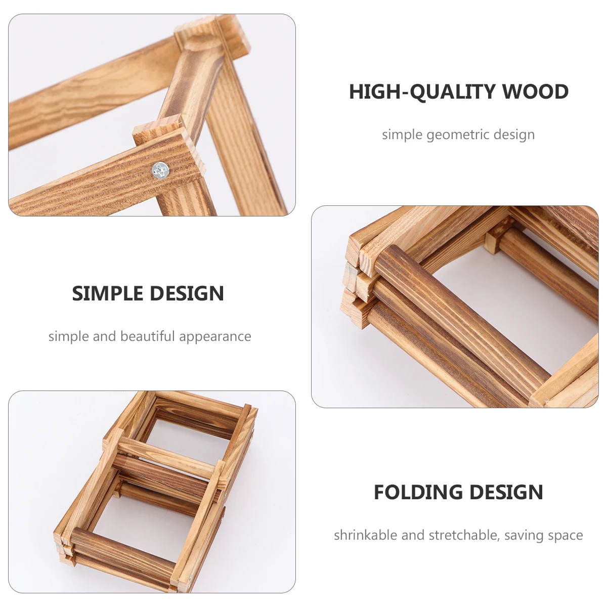 

5 Bottles Roasted Wooden Rack Foldable Living Room Display Storage Shelf Storage Rack Modern Decor