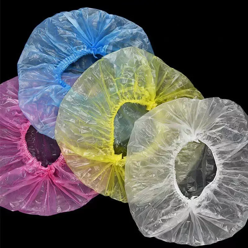 

100pcs Disposable Shower Caps, Waterproof Hair Covers for Men & Women, Dustproof Bathing & Hair Drying Caps