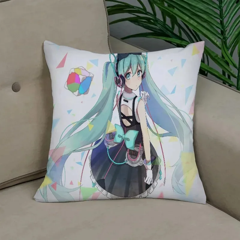 H-Hatsune Miku Decorative Pillowcase Decor 40x40 Cushion Cover 45x45 Throw Pillows Anime pillowcase Sofa Cushions Pillowcases