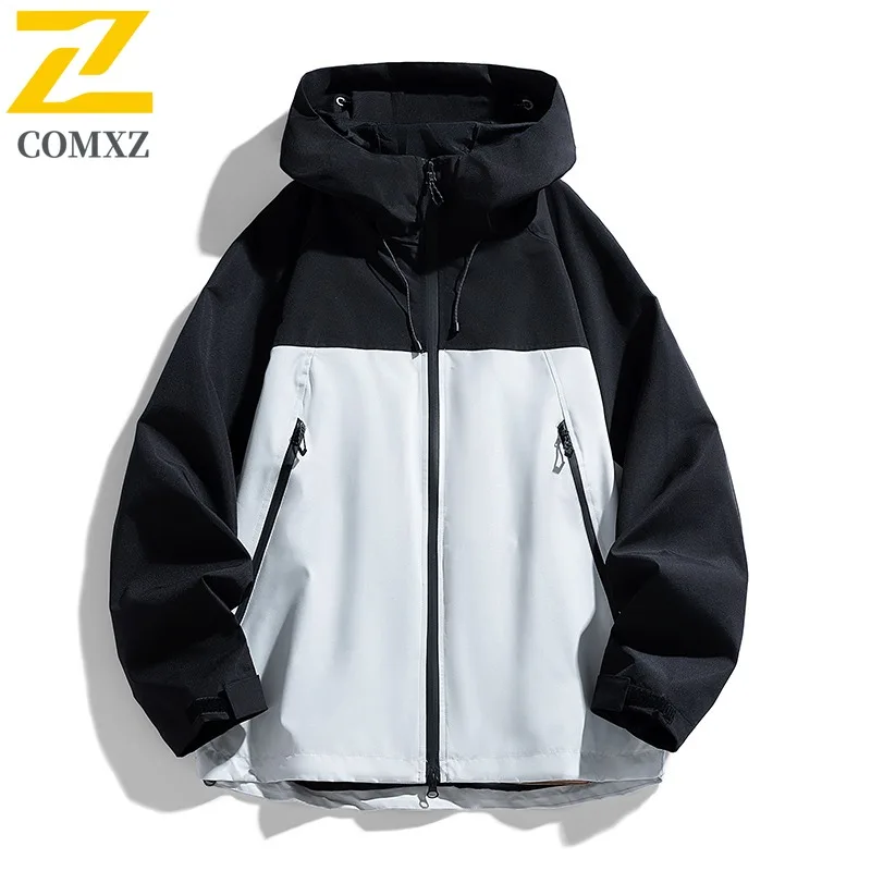 

COMXZ 2025 Spring Autumn New Men Stand Collar Jacket Windbreaker Casual Cardigan Simple Solid Color Trend Trench Coat