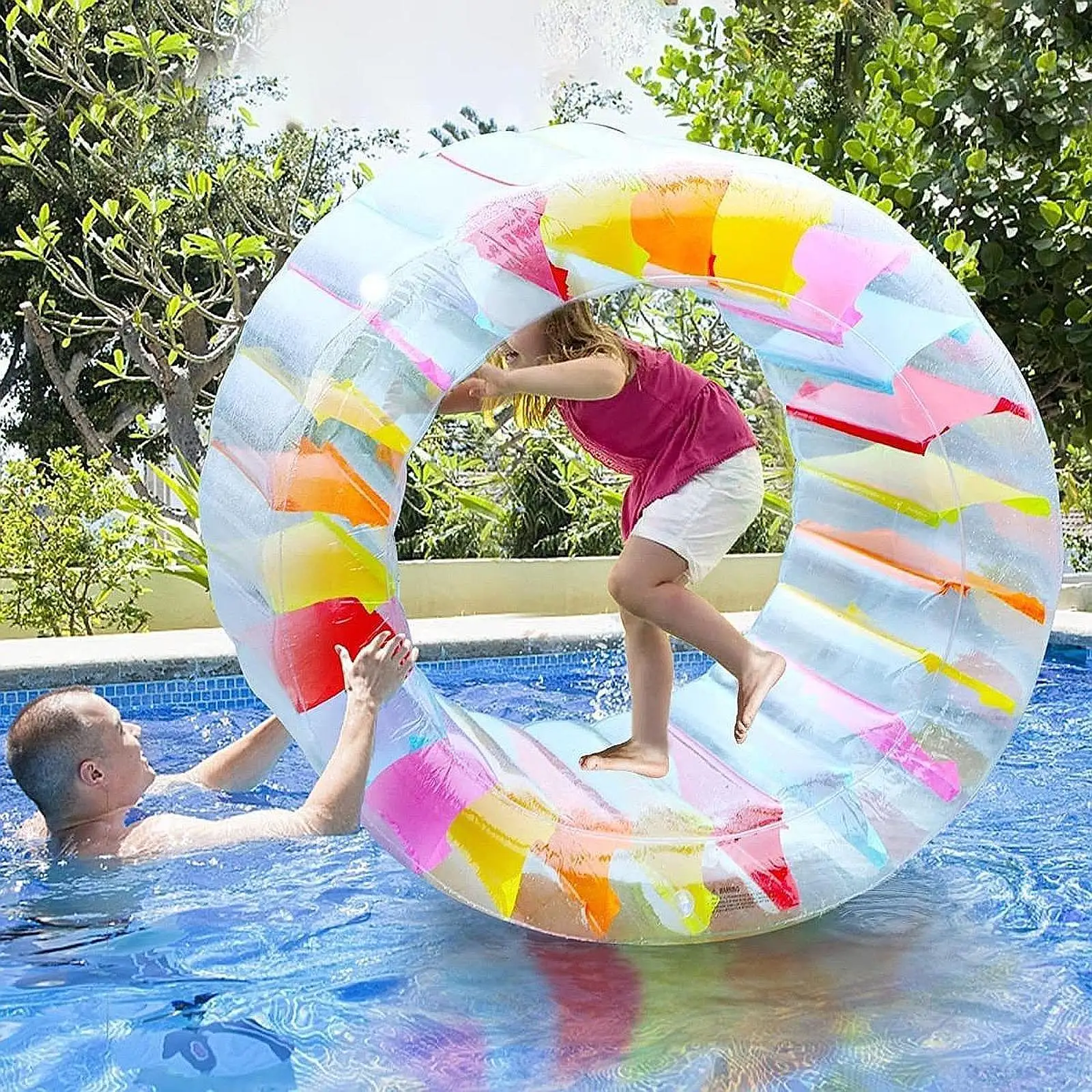 

Colorful Inflatable Water Wheel Fun Giant for Summer Parties Lawn Backyard