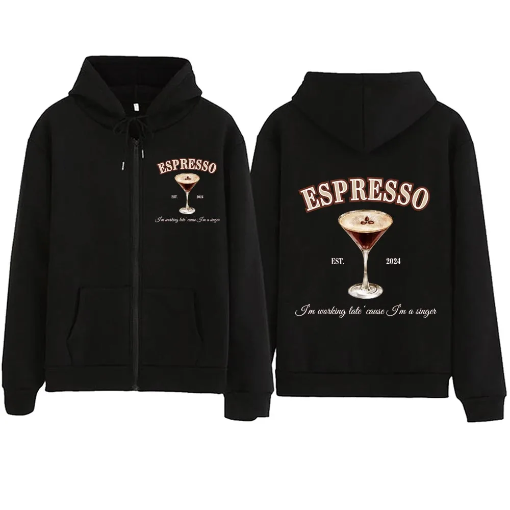 

Espresso Sabrina Carpenter Zipper Hoodie Harajuku Pullover Tops Popular Music Sweatshirt