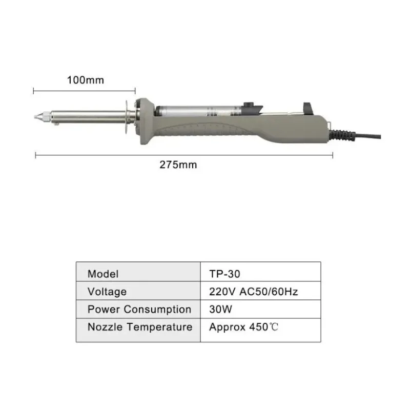 

Паяльная станция GOOT TP-30 30W: ручной отсос для припоя, паяльник и многофункциональный инструмент для ремонта печатных плат (все в одном)