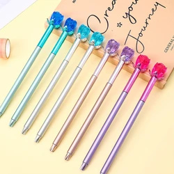10Pcs/Lot Crystal Rose Gel Pens 0.5mm Black Ink Signature Pen Diamond Writing Neutral Pen Cute School Stationery Office Supplies