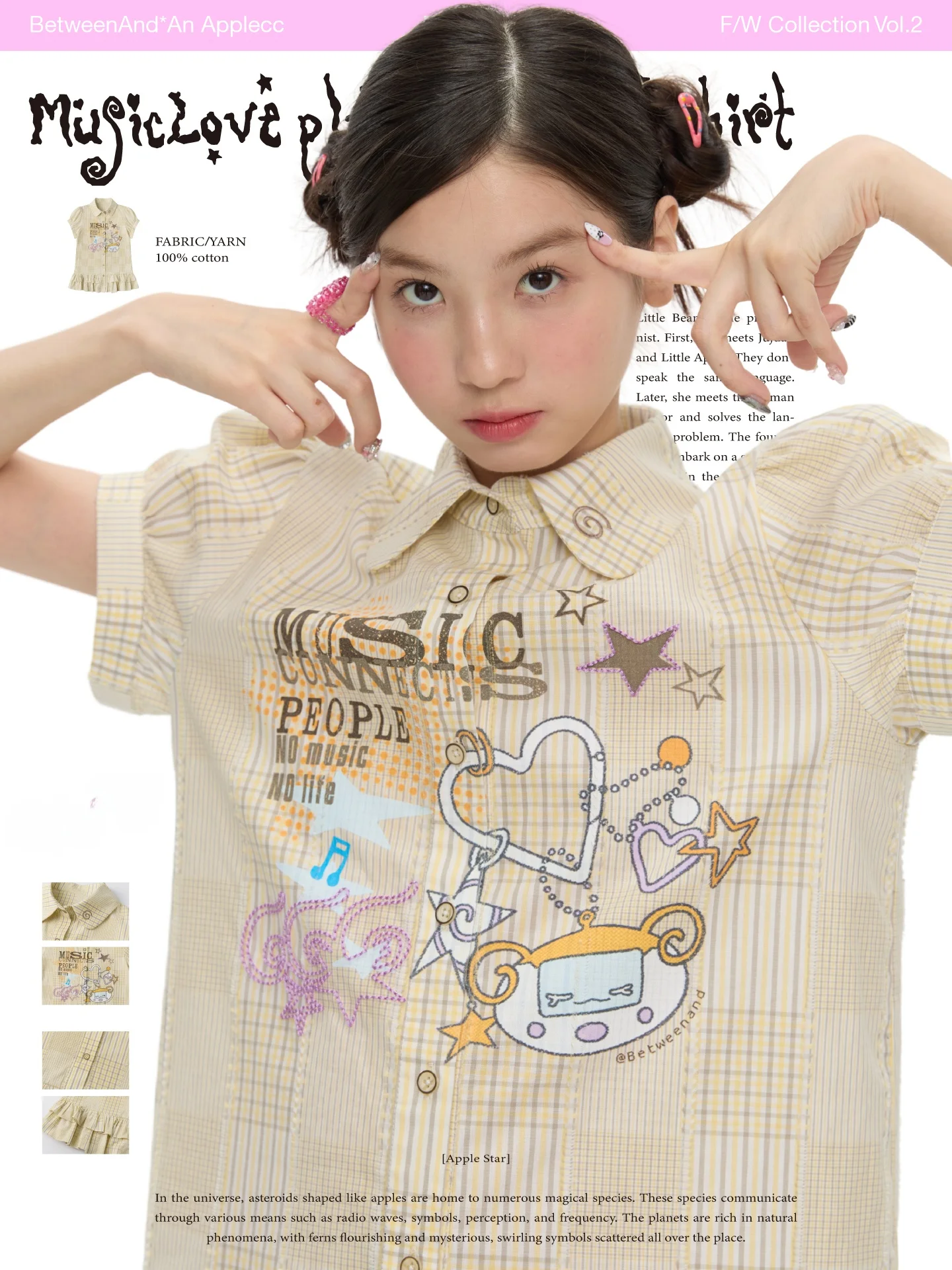 BENAND Letnia Żółta Krata Urocza Koronkowa Wykończenie Damska Koszulka z Czystej Bawełny z Nadrukiem, Oddychająca i Modna do Noszenia warstwowo