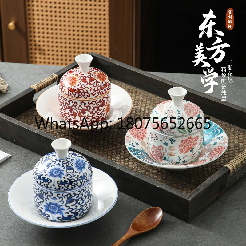 Ceramic water-proof stew cup with lid Buddha Jumps Over the Wall soup cup Hotel special seat on household tableware