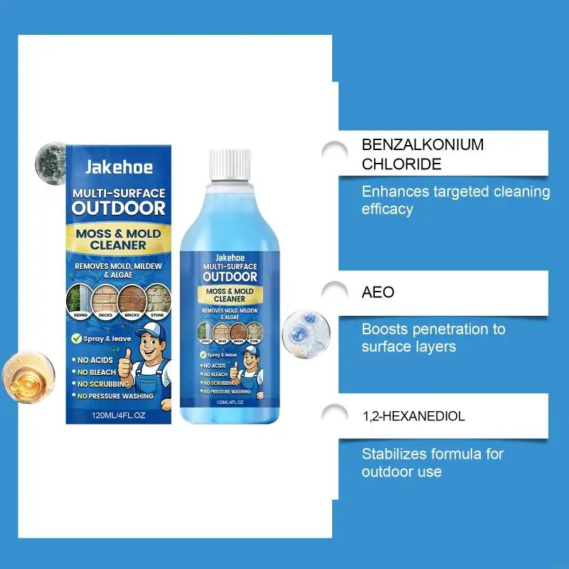Outdoor Cleaning Solution 120ml Strong Formula For Difficult Spots Safe On Metal Plastic Materials Y5GB