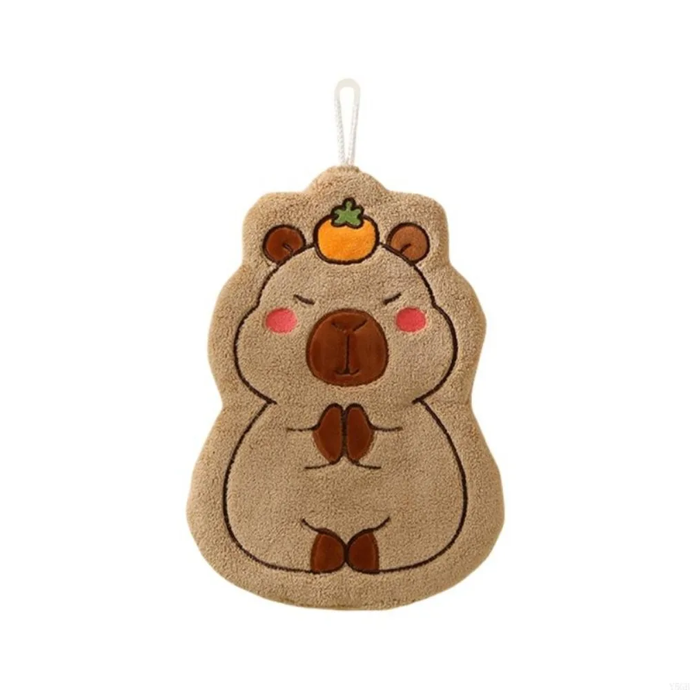

Coral Fleece Capybara Hanging Hand Towel Super Absorbent Capybara Patterned Washing Hand Face Towel Thick Hypoallergenic