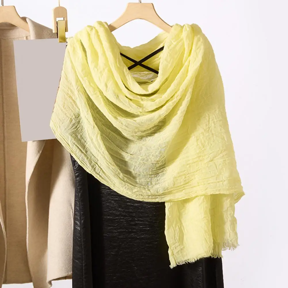 

Solid 190*100cm Scarf Retro Autumn Winter New Soft Warm Pleated Retro Thin Long Strip Shawl Men And Women's Outdoor Accessory