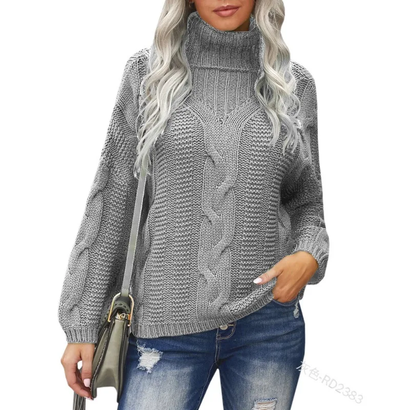 Women Autumn Winter Long Sleeve Turtleneck Loose Knitwear Y2K INS Clothes Elegant Knitted Pullover Top