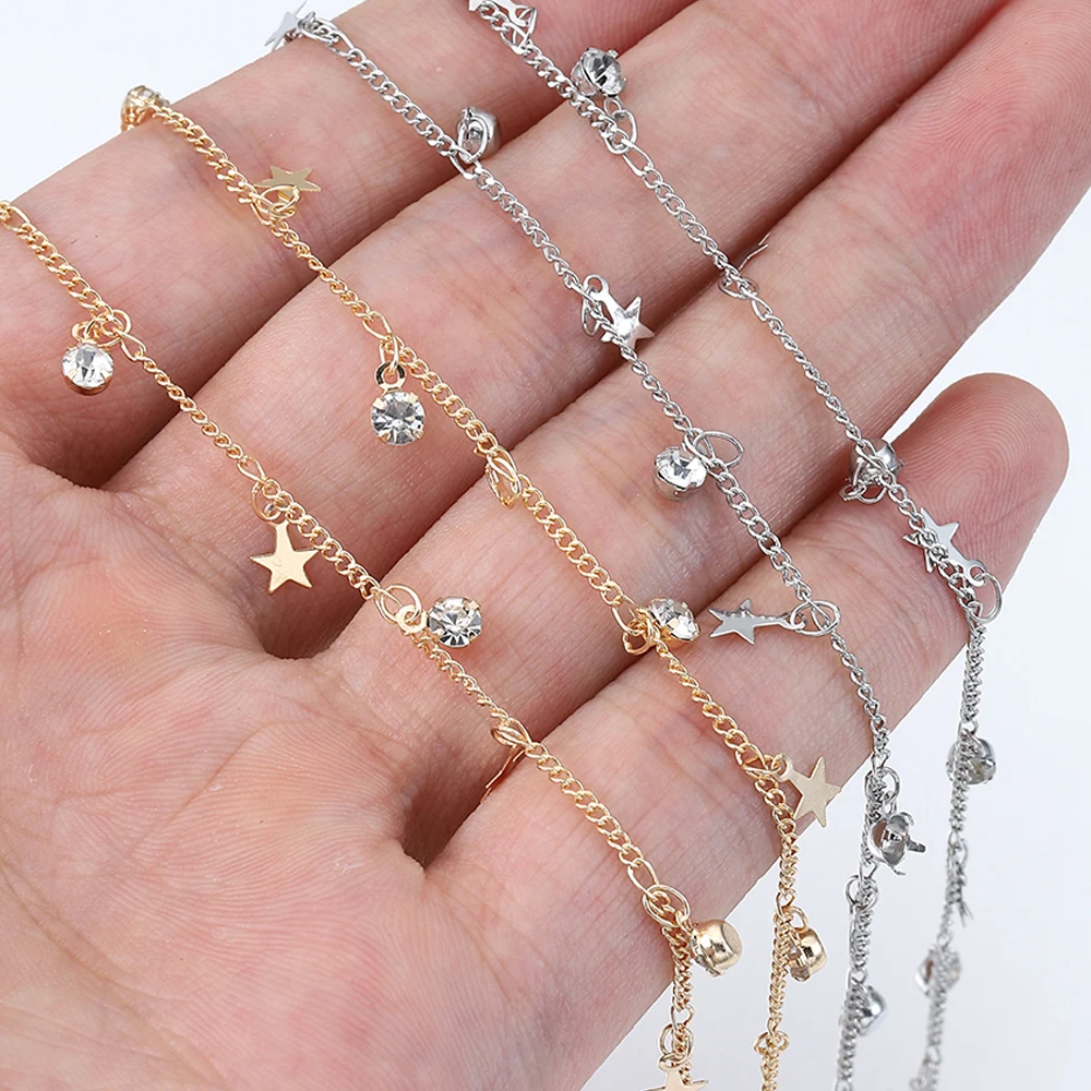 

2Meters 1Meter Crystal Charms Copper Chain Star Pendants Chains for Jewelry Making DIY Necklace Bracelet Wholesale Supplies