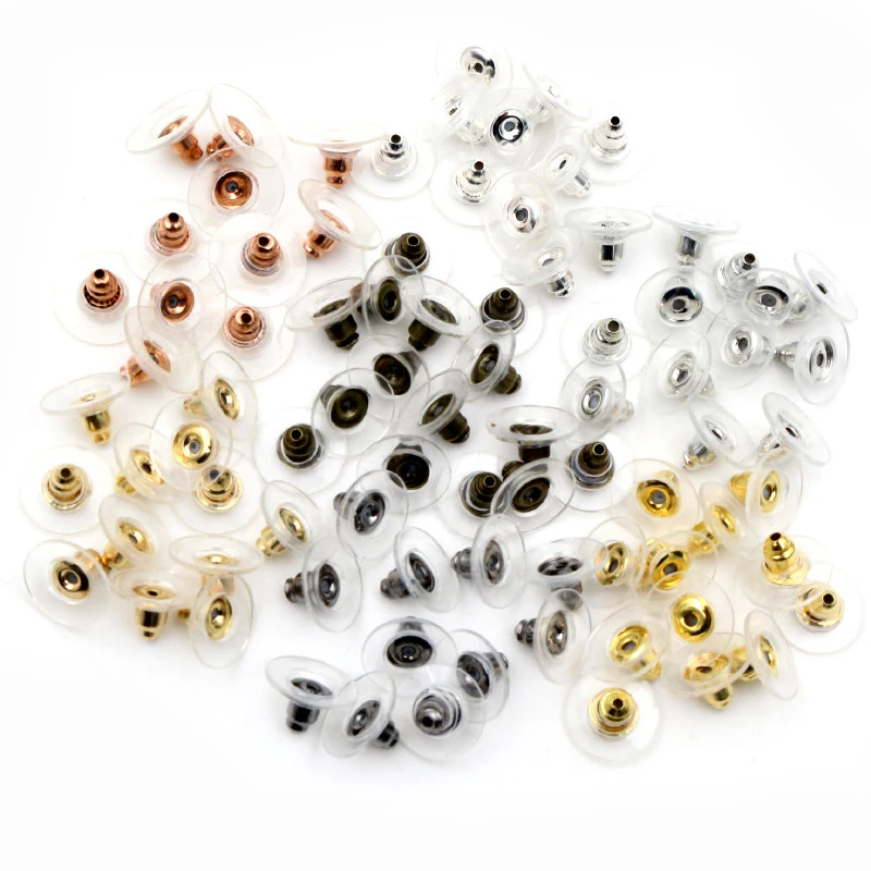 

100pcs/Lot 11x6mm Plastic Metal Earring Backs Bullet Stoppers Earnuts Ear Plugs Gold/Silver Plated Findings Jewelry Accessories