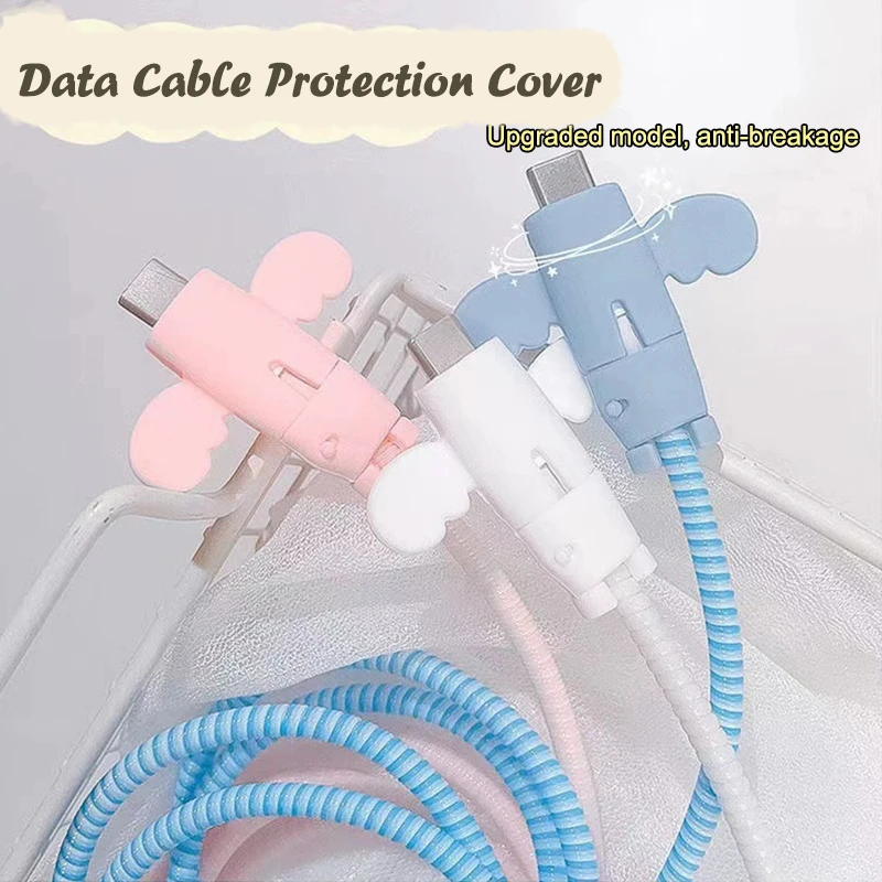 20 шт., милый маленький ангел, защитный чехол для кабеля для передачи данных, противоразрывной органайзер для кабеля, USB TypeC, рукав для линии передачи данных