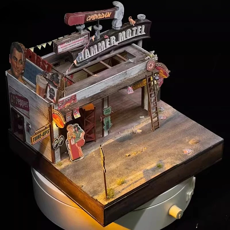 Diorama Schaal 1:64 Amerikaanse Garage Building Model Materiaal Kit DIY Reparatiewerkplaats Auto Garage Model Display Scène